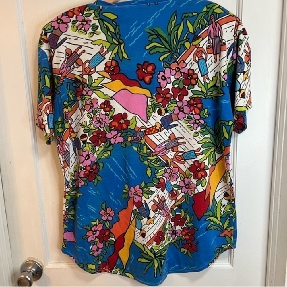 Vintage Gitano Floral Graphic Pocket Tee Colorful Print - Picture 2 of 7